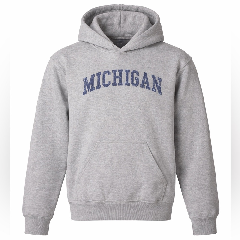 Michigan Hoodie Gray Pullover Sweatshirt Youth Large / Adult XS Collegiate
